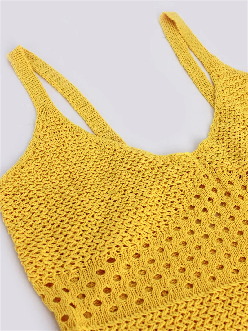 Vestido ajustado de punto transparente con abertura larga para mujer, traje de baño de ganchillo con espalda descubierta para verano, traje de baño para playa, Bikini, Túnica Sexy para mujer