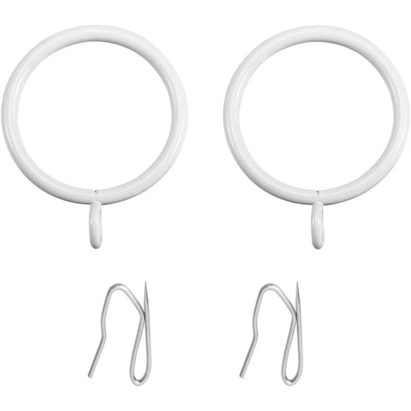 28pcs 1.5-Inch Inner Diameter Drapery Eyelet Sliding Curtain Rings with Pin-on Drapery Hook Curtain Hooks (White)