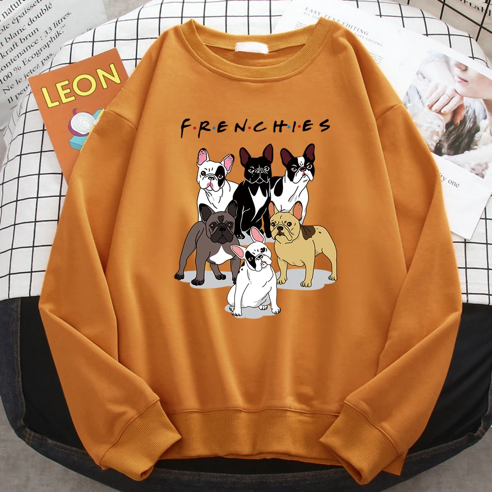 Fashion Street Women Pullover Frenchies Dachshund Pug Print Hoodie Comfortable Fleece Sweatshirt Loose Warm Female Sportswears