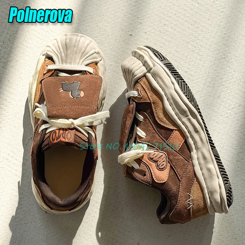 Asymmetric Mixed Colors Sports Shoes for Women Trendy 7CM Thick Soled Casual Sneakers Spring Summer New Versatile Couple Shoes