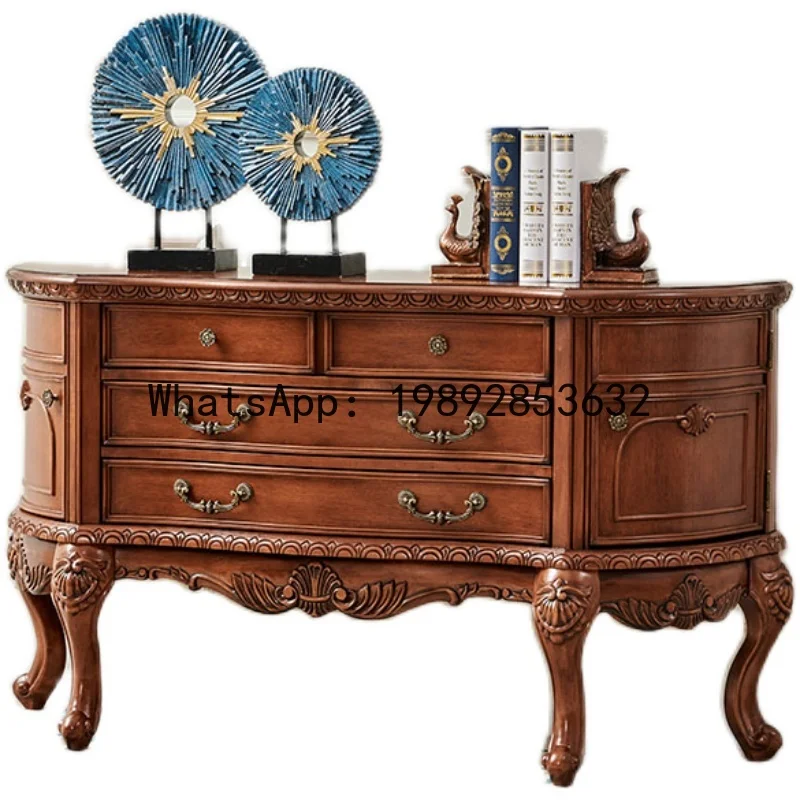 BF  Solid Wood Entryway Table Semi-Circular Wall-Mounted European Style Storage Rack Side Table Entryway Narrow Table