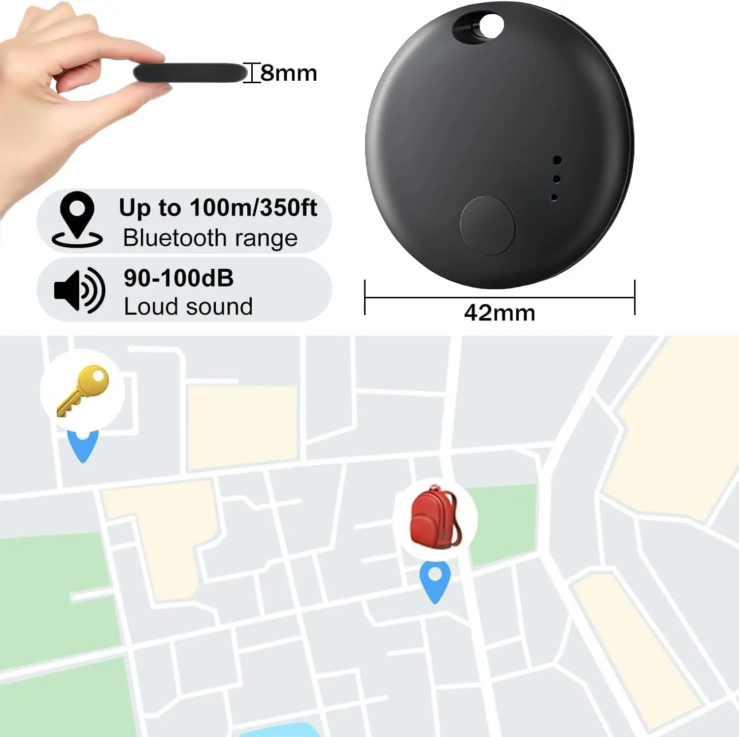 Bluetooth Tracker for Android（Only） – Smart Tags, Works with Google Find My Device, Locator for Keys, Wallet, Luggage