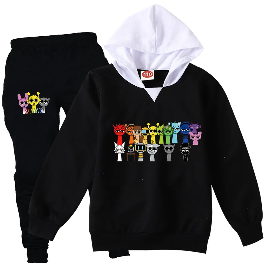 

Children Clothing Boys Cute Sprunki Tracksuits Kids Cartoon Print Sport Suits Girls Hoodies Long Sleeve Tops+Pants 2pcs Sets