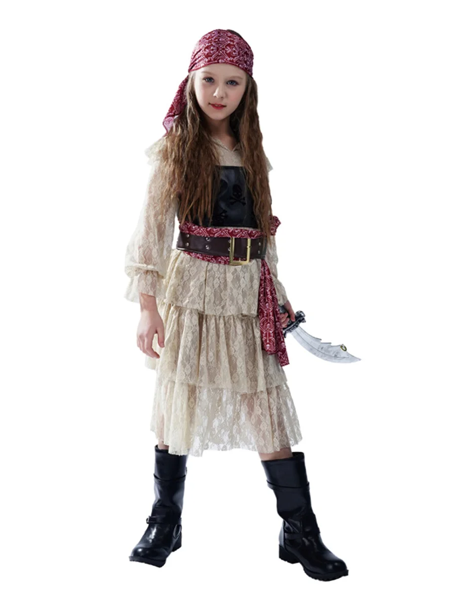 

Halloween girl lace pirate dress girl pirate cos party costume pirate stage costume