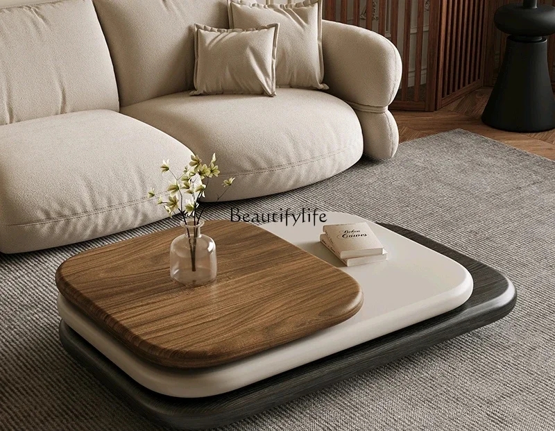 Italian simple rotatable coffee table new light luxury high-end square coffee table