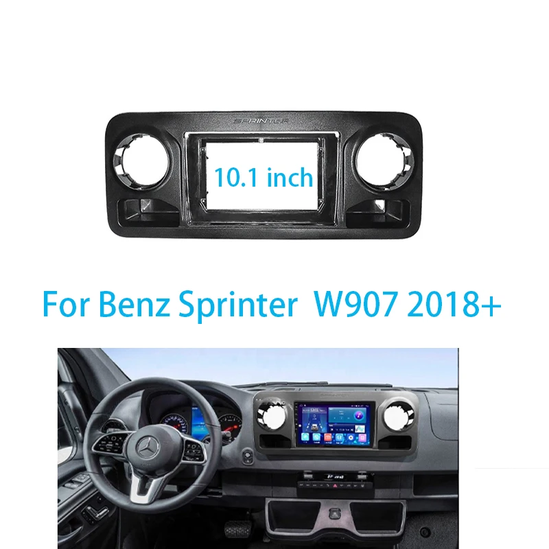 

10 inch 2 Din Car Radio Fascia Frame For Benz Sprinter W907 2018+ Dash Dashboard Frame Panel Trim Kit