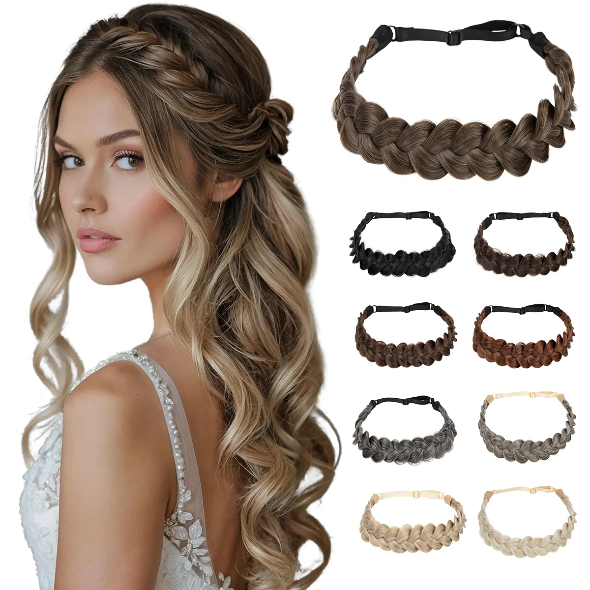 

Лента для волос с французской косой, изготовлен из высокотемпературного синтетического волокна, женский аксессуар для волос в богемном стиле, идеально подходит для создания б.