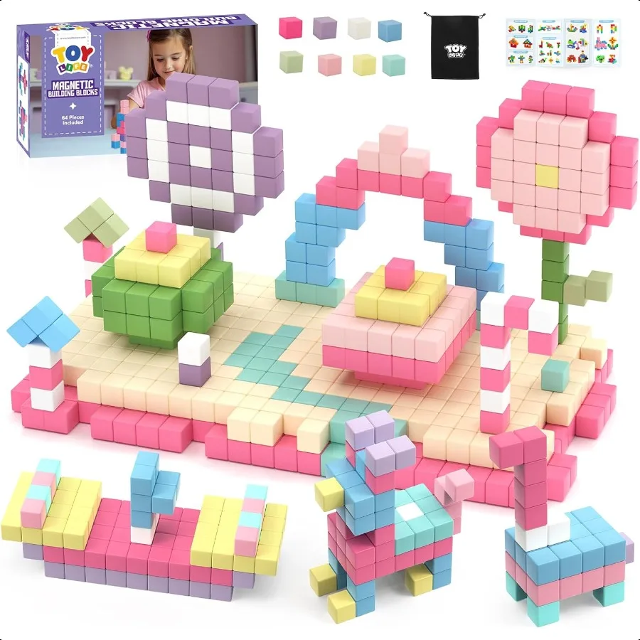 

TOY Life 64 Pcs Magnetic Blocks for Ages 35 Magnet Building Blocks for Toddlers Magnetic Blocks for Ages 48 Girls Boys Educatio