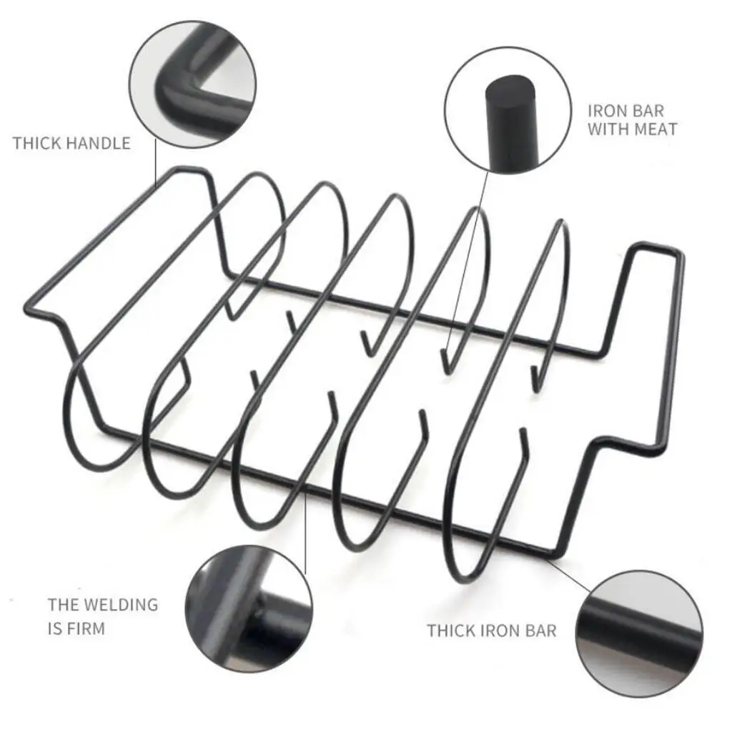 

Non-Stick Rib Rack Iron Roasting Stand Holds 4 Rib Racks for Grilling & BBQ