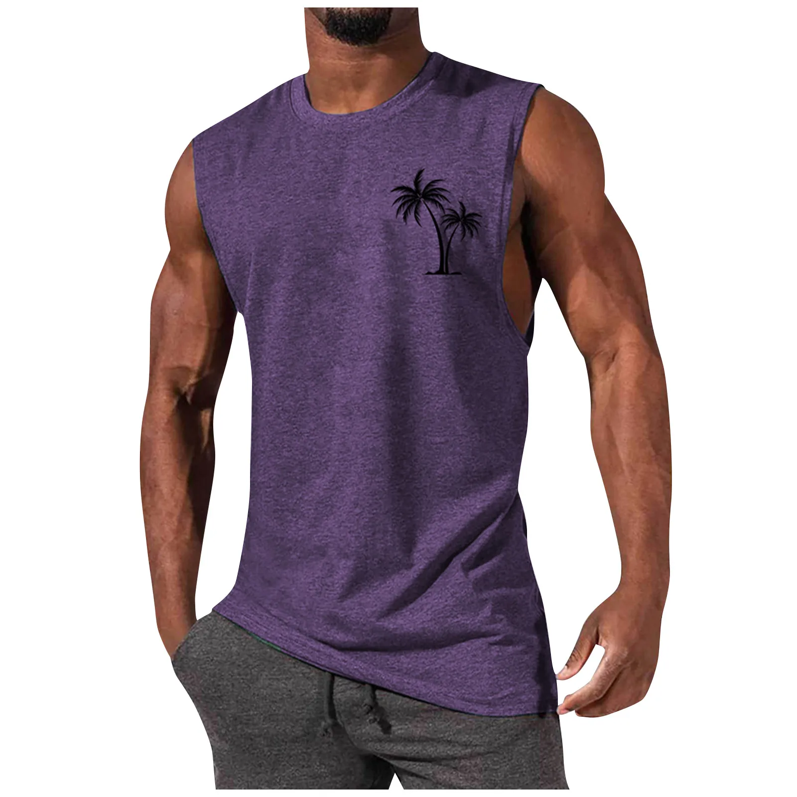 

Gym Clothing Men Summer 2024 Fashion Casual Sleeveless Camisole Top Printed Men'S T-Shirt Youngla Gym Man Koszulka MęSka