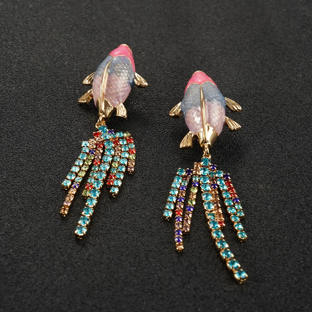 Fish Fringed Earrings Cute And Elegant Marine Life Jewelry European Style Travel Banqueting Accessories For Her Luck