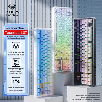 AULA L87 Teclado Mecânico 2.4g/Usb/Bluetooth Tri Mode Sem Fio 87 Chave Rgb Pbt Junta 5 Camadas Silencioso Chave Completa Sem Impacto