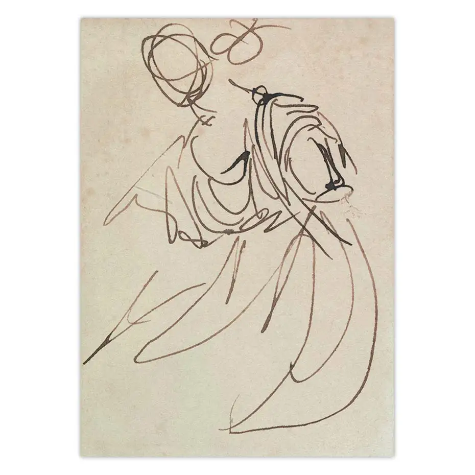 Antique Line Drawing Wall Art Poster Canvas Print Vintage Sketch Abstract Woman Art Pencil Art Wall Decor Home Decoration Gift