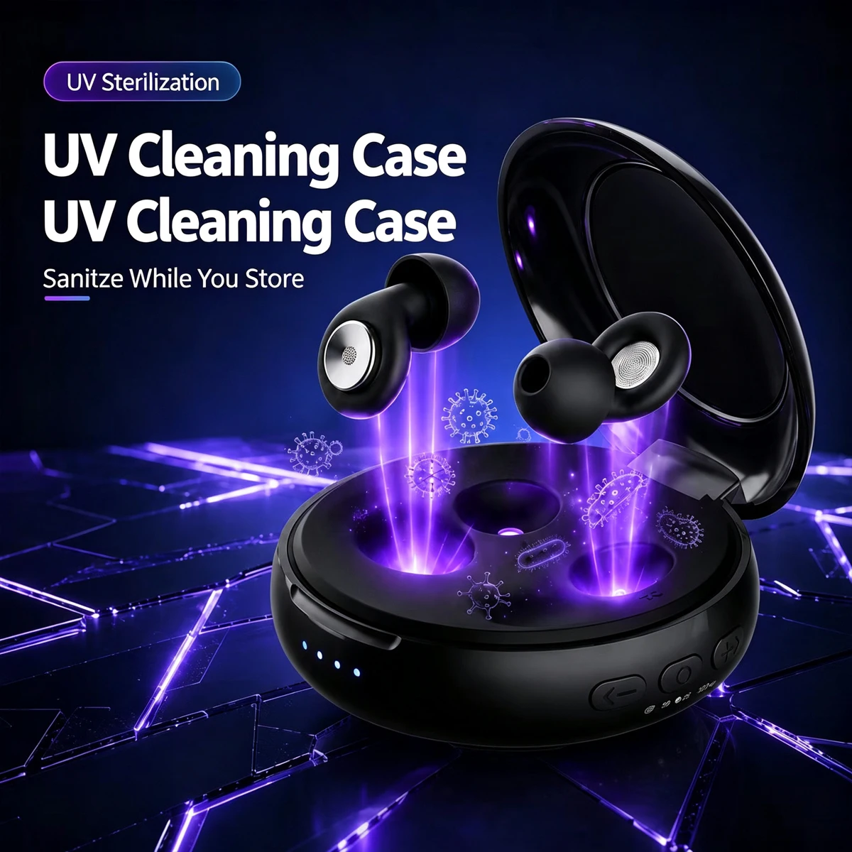 UV Sanitizing Sleep Noise Isolating Earbuds, Built-in Speaker Case with 10 Natural White Sounds, Bluetooth 5.3 for Side Sleepers