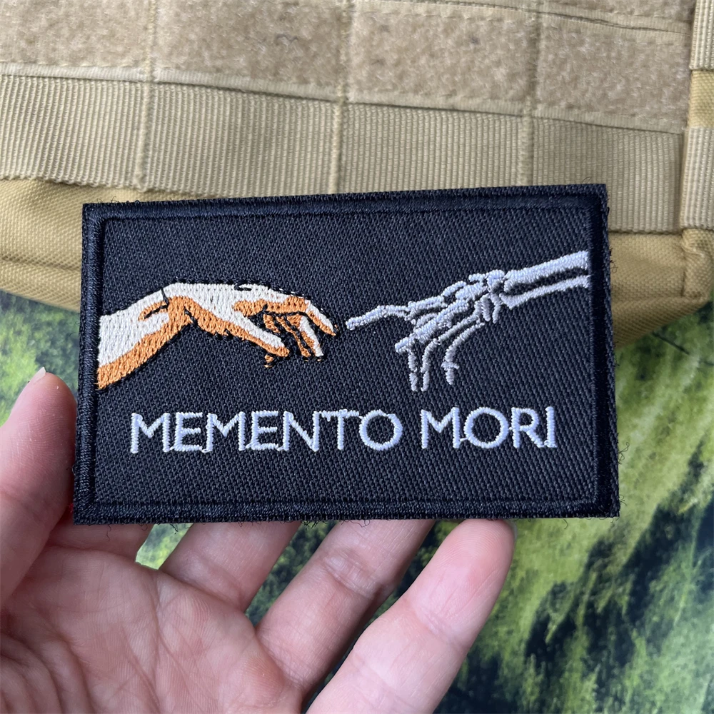 MEMENTO MORI Morale Badge Patch Skull Printed Patches Tactical Backpack Hook and Loop Stickers