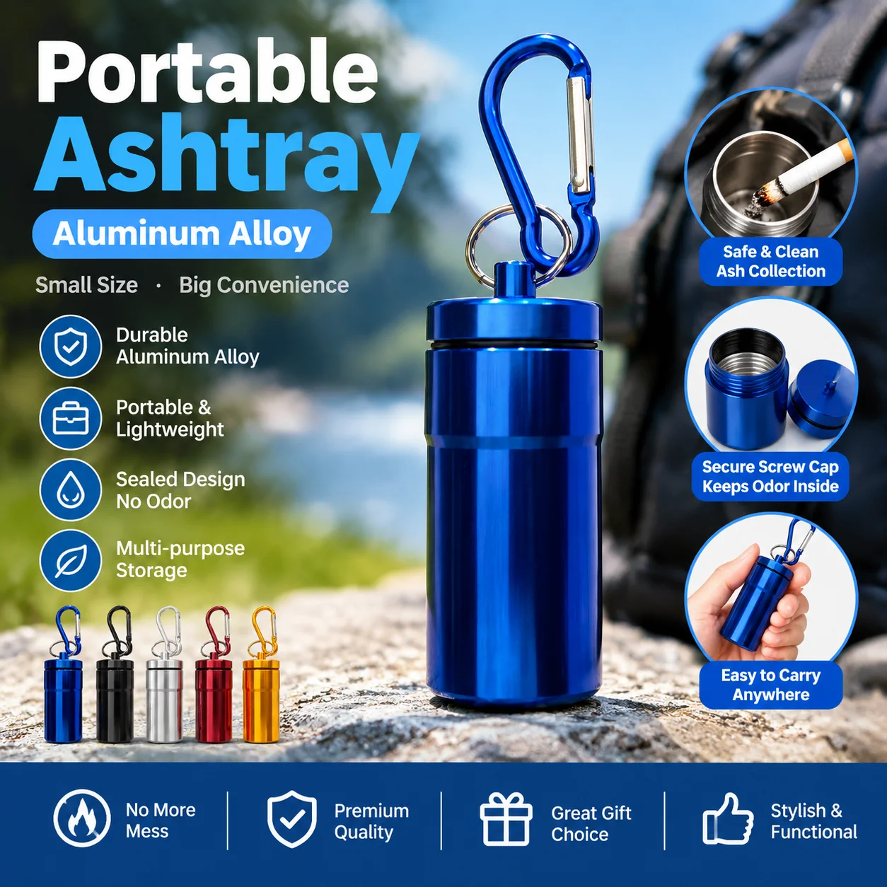 Round Aluminum Storage Box Water-Resistant Sealed Metal Tin Canister With Lid For Earplugs Jewelry Camping Travel Gift