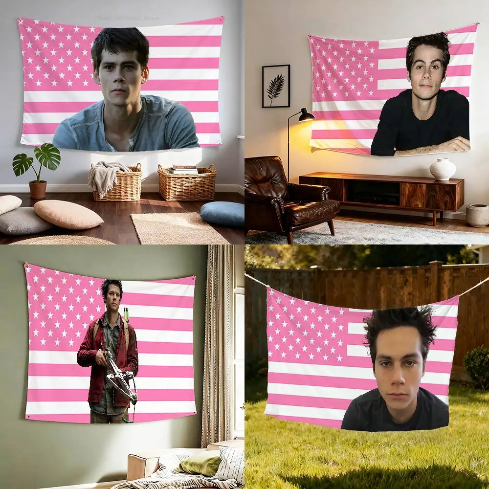 D-Dylan O B-Brien الوردي العلم الأمريكي نسيج راية لغرفة النوم في الهواء الطلق غرفة المعيشة مطعم بار جدار ديكور الطرف