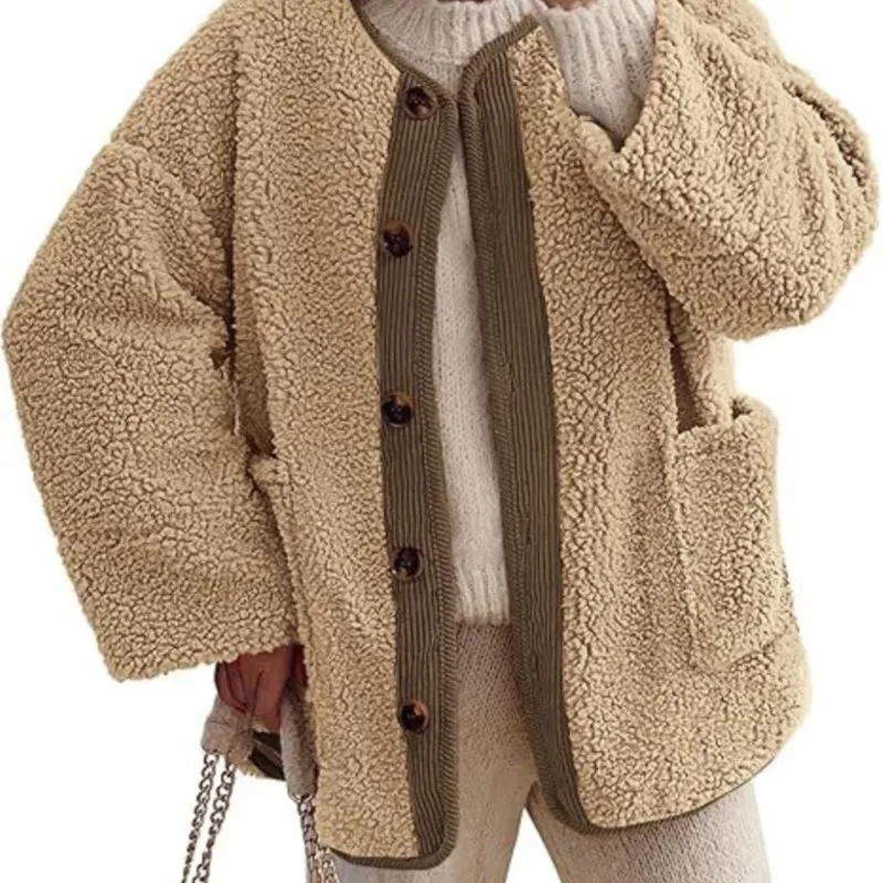 Manteaux pour femmes col rabattu à capuche poche ample épais chaud femme 2025 automne hiver élégant à la mode décontracté dame veste de rue