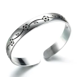 925 Sterling Silver Flower Open Bracelet For Women Luxury Quality Jewelry Wholesale Jewellery