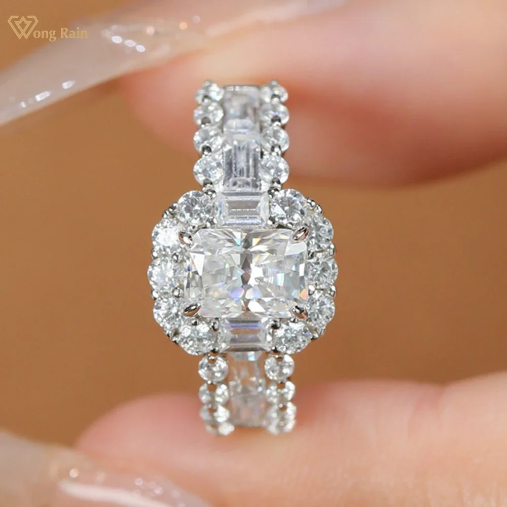 

Wong Rain Стерлинговое Серебро 925 пробы 3EX VVS1 Radiant Cut 1 CT Настоящее муассанит с бриллиантами и драгоценным камнем Обручальное кольцо для женщин Изящные ювелирные изделия