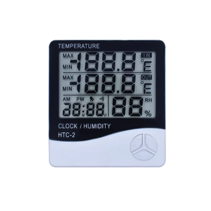 LCD Electronic Digital Temperature Humidity Meter Thermometer Hygrometer Indoor Outdoor Weather Station Clock HTC-1 HTC-2