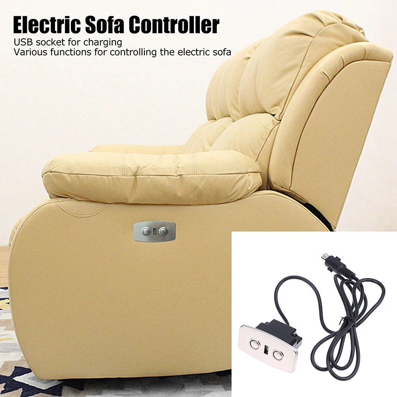 Massage Recliner Switch Controller USB Socket Charging Straight 5 Pin Electric Sofa Recliner Remote Replacement