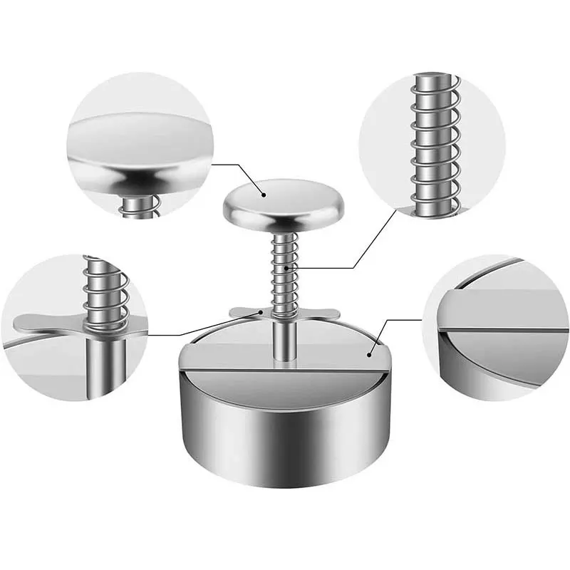 304 Stainless Steel Burger Meat Mold 14CM Round Hamburger Press Tools Non-Stick Burger Press Manual Hamburg Meatloaf Maker Mold