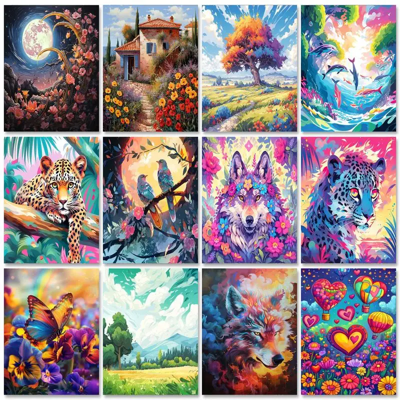 

RUOPOTY Diy Painting By Numbers With Frame Love balloon Illustration Landscape Acrylic Paint On Canvas Picture By Numbers