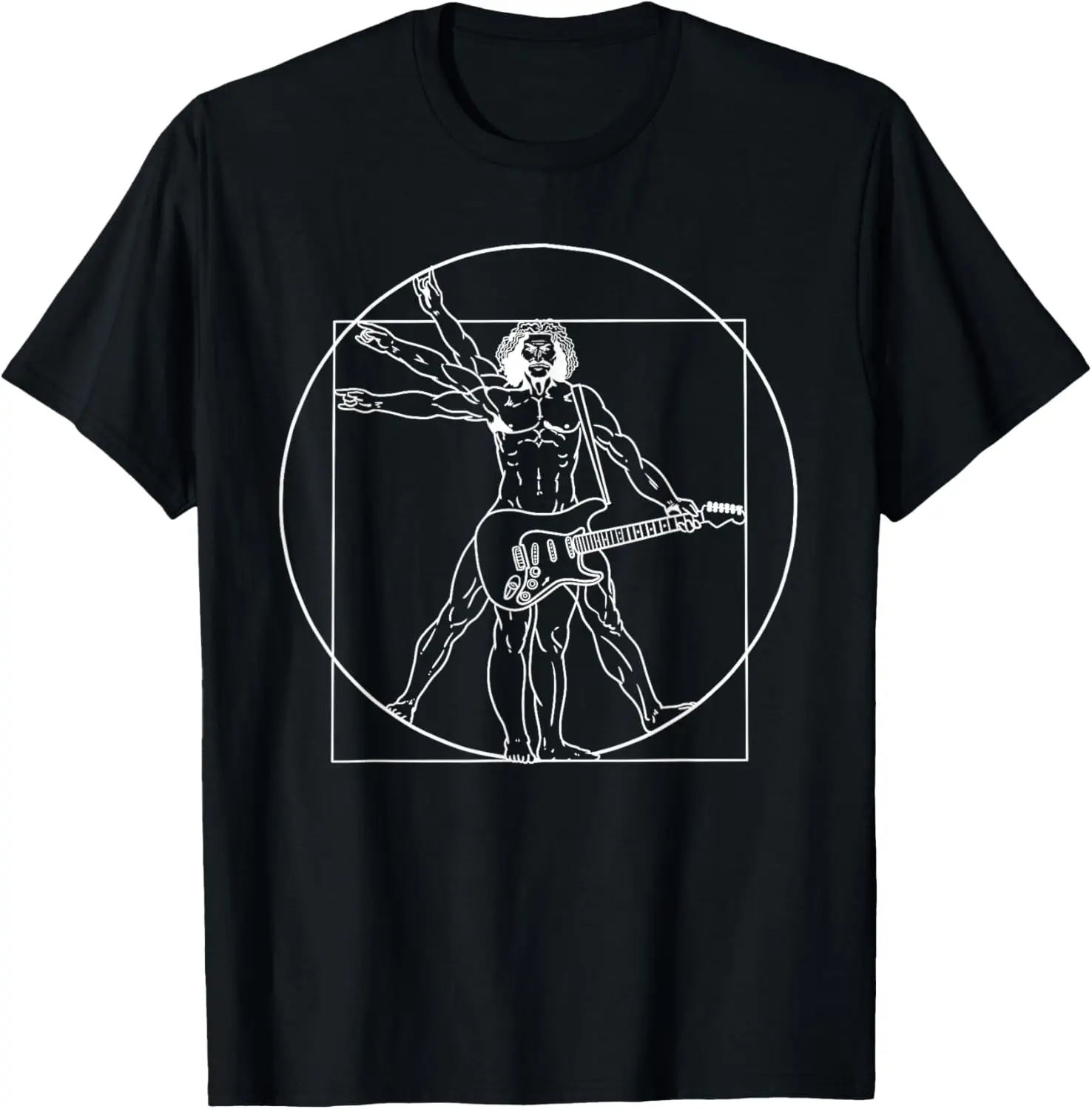 Gitaar shirt Da Vinci Vitruvius Man gitarist muzikanten T-shirt