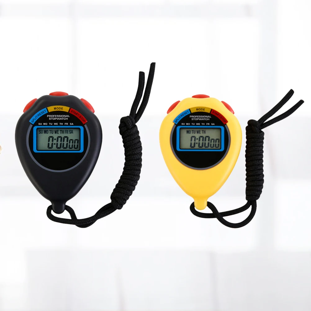 

2 pcs Electronic Timer Stopwatch Dual Channel Professional Sports Movement Counter Device For Referee Athletic Yellow Black