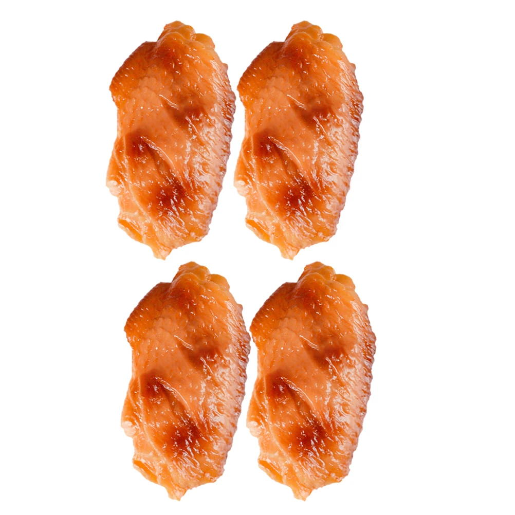 

4 Pcs Realistic Chicken Wing Model Lifelike Food Props Artificial Fried Wings Photo Prop Educational Toy Simulated PVC Item