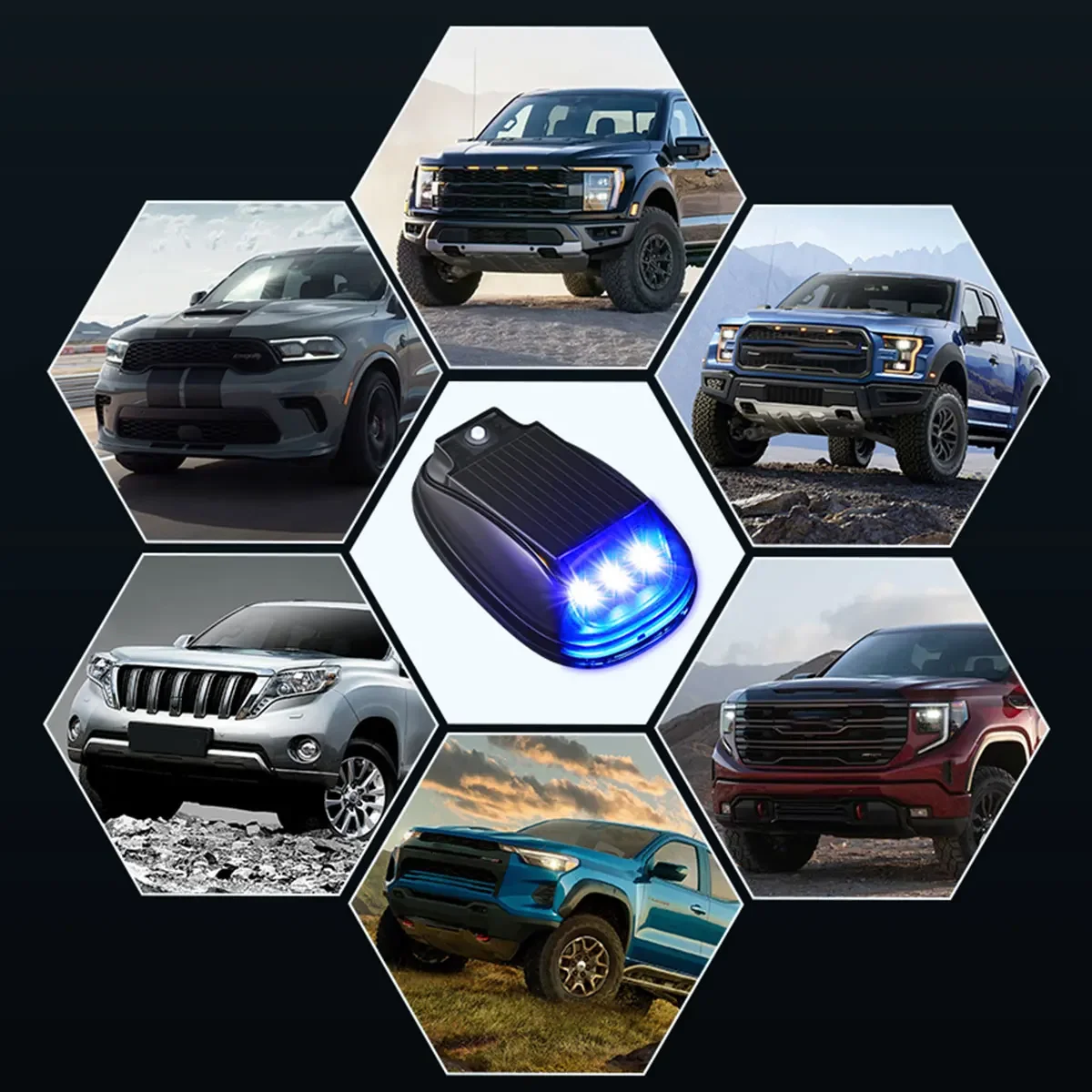 5in1 Solar RGB Led Strobe lights Light-Sensing Auto Roof Navigation Light Wireless LED Roof Decorative Light Security Warning li