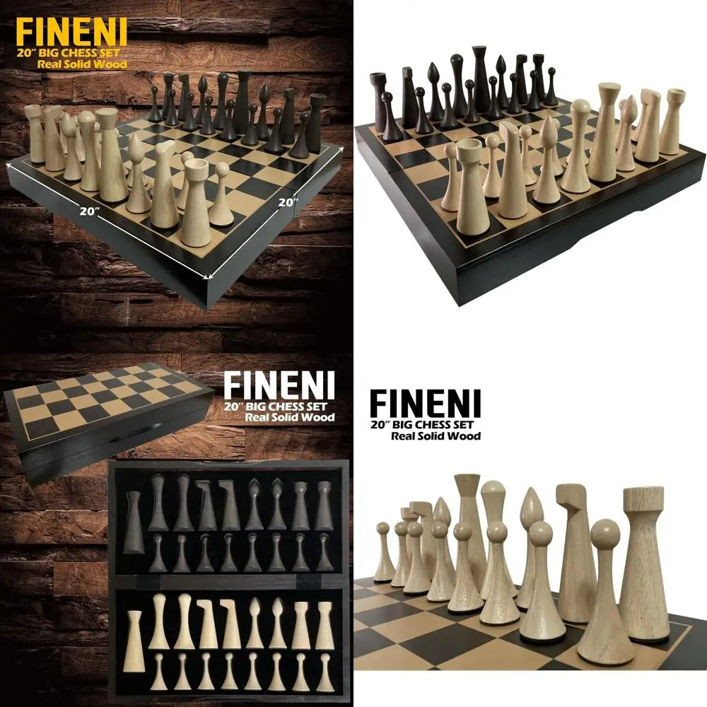 

Elegant 20 Dark Wooden Chess Set with Storage, 34 Weighted Pieces