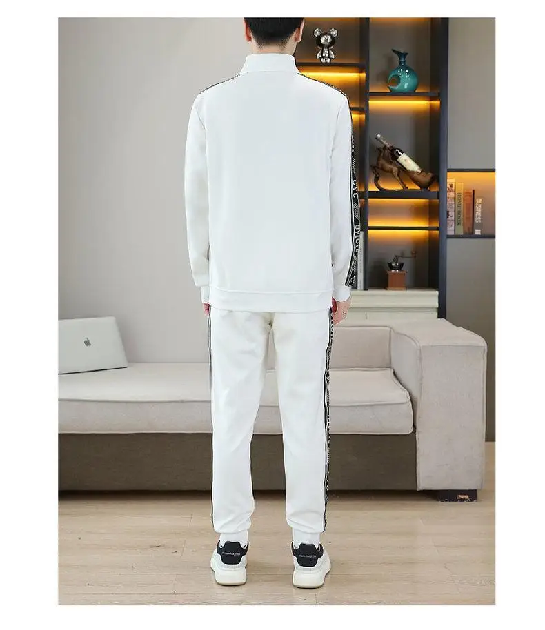 Spring and Autumn New Casual Splicing Stand Collar Long Sleeve Hoodie Men\'s Clothing Fashion Pants Sports Fitness Two-piece Set