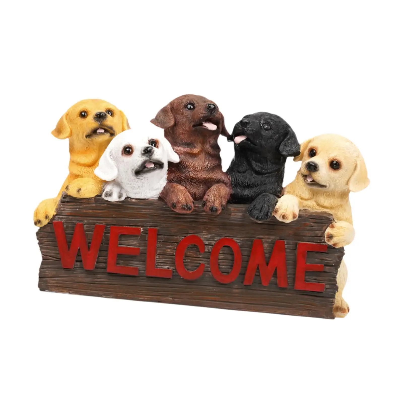 Puppy Welcome Plaque Statue Crafts Creative Collectible Outdoor Figurine Dog Welcome Sign for Lawn Balcony Outdoor Indoor Porch