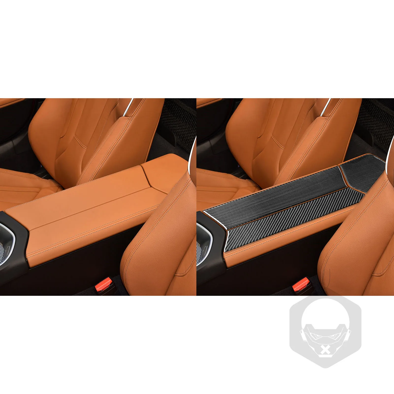 ألياف الكربون الحقيقية اكسسوارات السيارات مركز مسند الذراع الزخرفية غطاء ناعم ملصق لسيارات BMW Z4 G29 2019 2020 2021 2022 2023 2024 #4