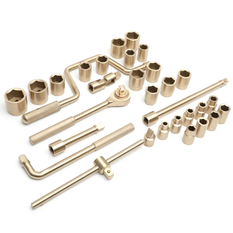 32 Pcs 1/2 Inch Square Socket Wrench Set Anti-magnetic Explosion-proof Spark-free Anti-static Copper Socket Wrench Set