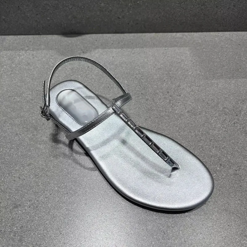 

New Womens Flat Sandals Summer Fashion Rhinestone Casual Shoes Exquisite Beach Slippers for Woman Designer Shoes Sandalias Mujer