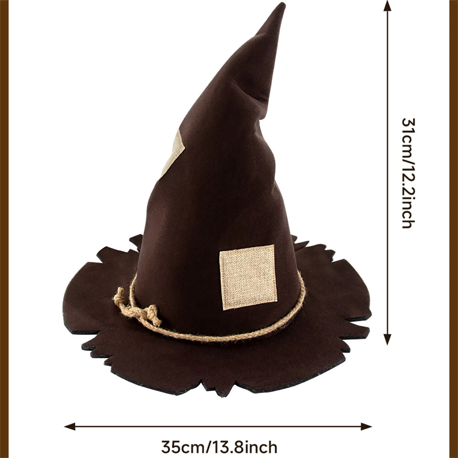 かかし魔女帽子パッチ付きハロウィンコスプレアクセサリーパーティー小道具ステージショーメイクアップボール衣装