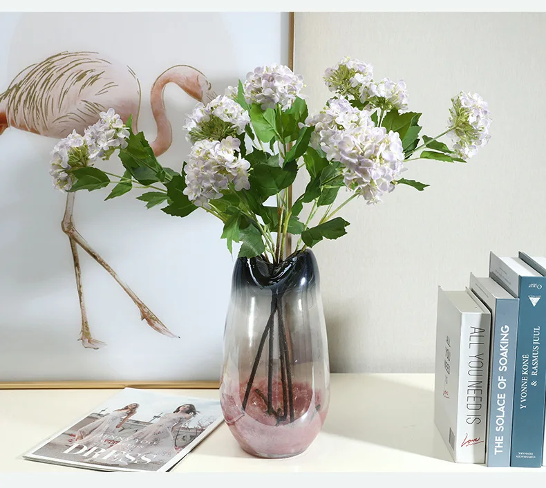 4 Stück feuchtigkeitsspendende 3-köpfige Hortensien, künstliche Blumen mit echter Haptik, Hochzeitsdekoration, Bouquet, Dekoration für den Esstisch zu Hause, Party-Blumendekoration – Detail 7
