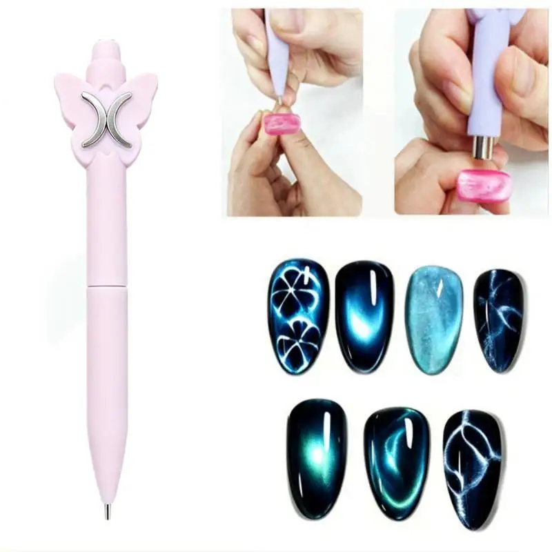 Bärenförmiger Multifunktions-Nagelmagnet Blütenblatt-Gittereffekt Superstarker Katzenaugen-Nagelmagnet DIY Maniküre-Stift – Detail 13