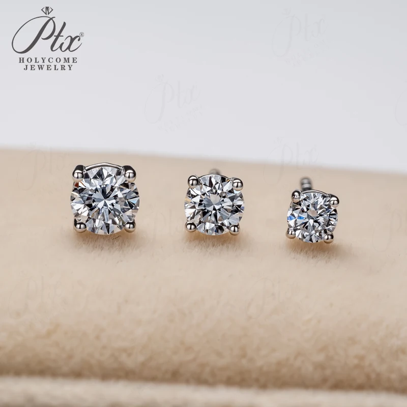 Laborgezüchtete Diamant-Ohrstecker 3mm Runde Form 925 Sterling Silber Vierkant-Fassung Edles Geschenk Großhandel Holycome Schmuck – Detail 1