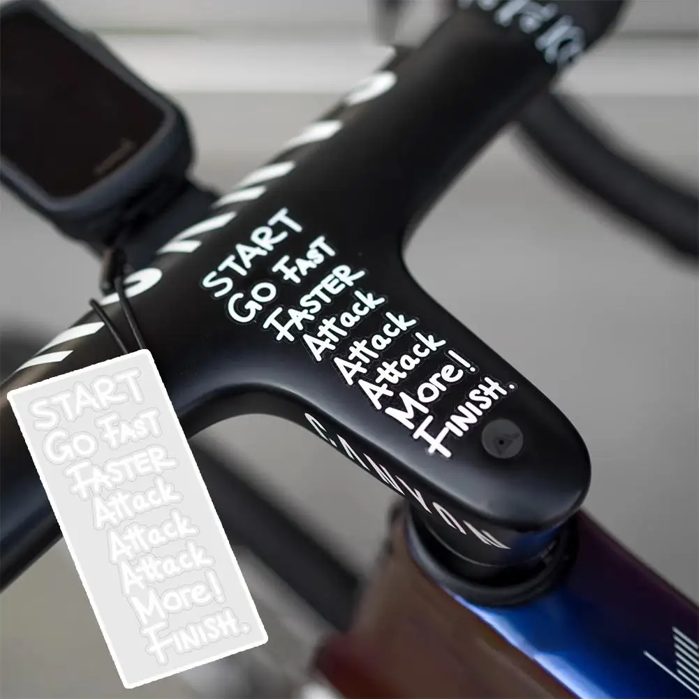 DIY-Fahrradaufkleber für Fahrradrahmen und Lenker „Go Fast, Attack More“ wasserfester, dekorativer Motivationsaufkleber – Detail 6
