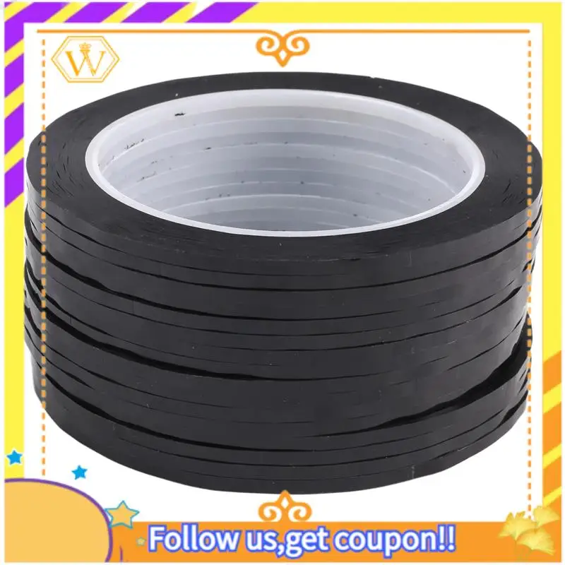 最新-16個ホワイトボードグラフィックチャートテープ、ドライイレースボードアートテープ、薄い黒グリッドグラフィックテープ、3mm幅、光沢のある黒