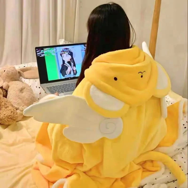 

Anime Card Captor Sakura Cerberus Hooded Shawl Blanket Napping Cloak Summer Home Furnishing Dormitory Air Conditioning Blanket