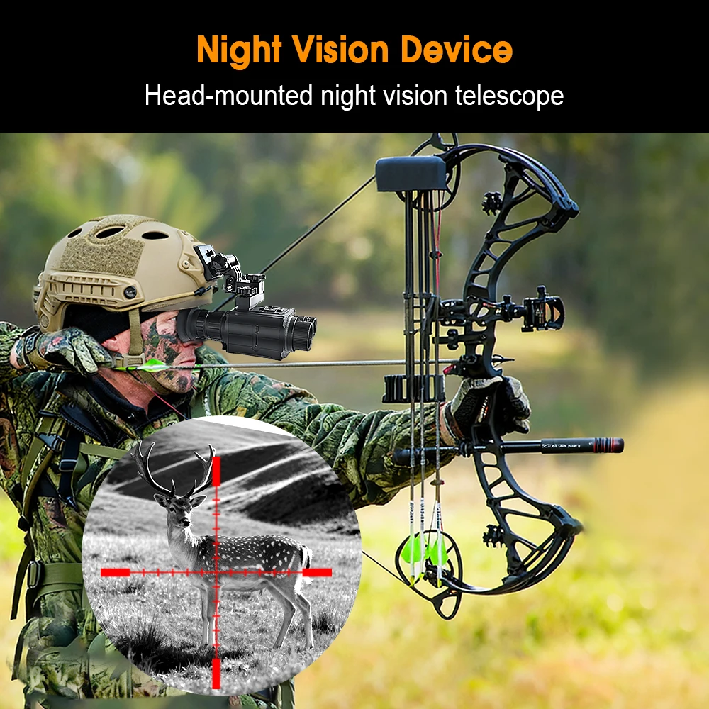 جهاز رؤية ليلية مثبت على MegaoreiHead 1980 * 1080 850nm/940nm AI ZOOM 5X 1.4 بوصة كاميرا صيد خارجية فائقة الوضوح