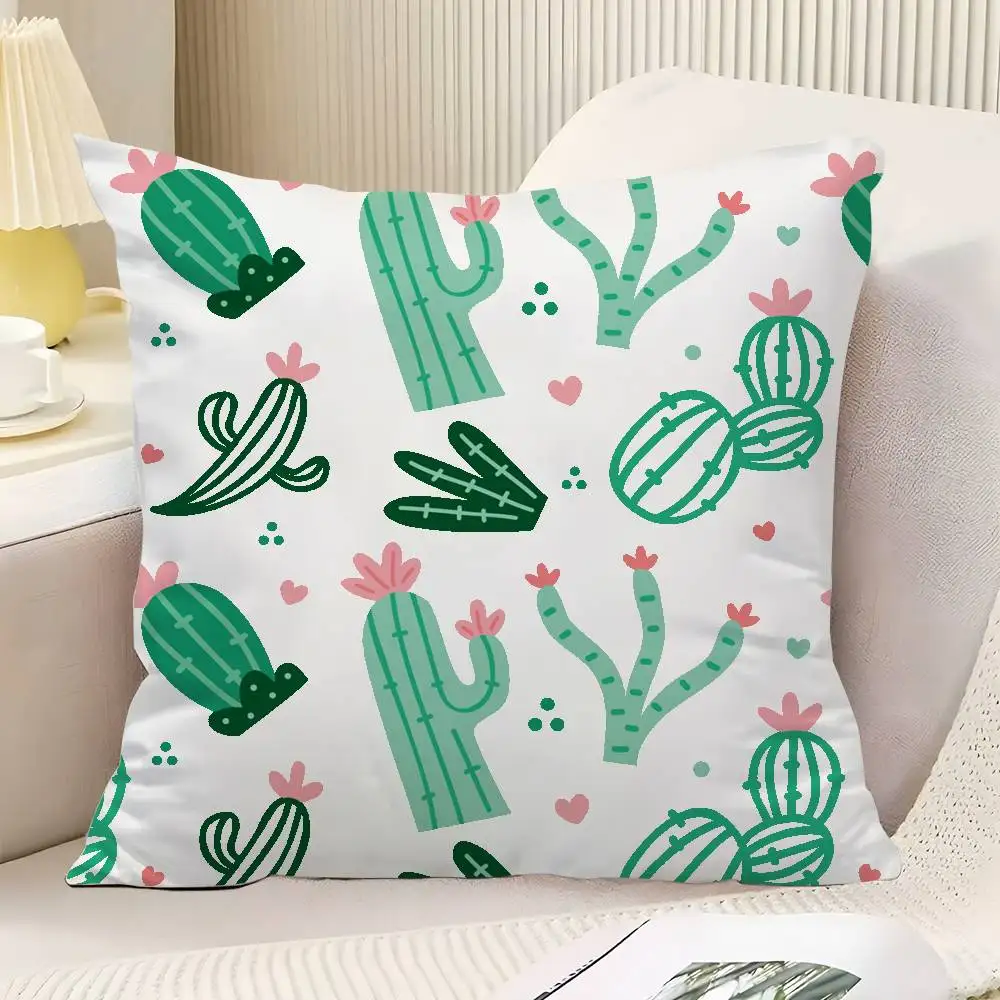 Cactus Pattern Throw Pillow Cover Neutral Decor Cushion Cover Soft Sofa Couch Bed Home Decor Pillow Case