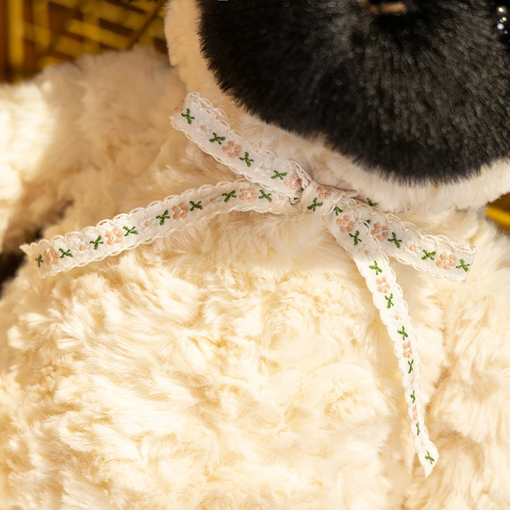 Kawaii Sheep Plush Toys With Black Face White Body Fluffy Lamb Stuffed Grassland Animal Dolls Countryside Soft Plushie Fun Gifts