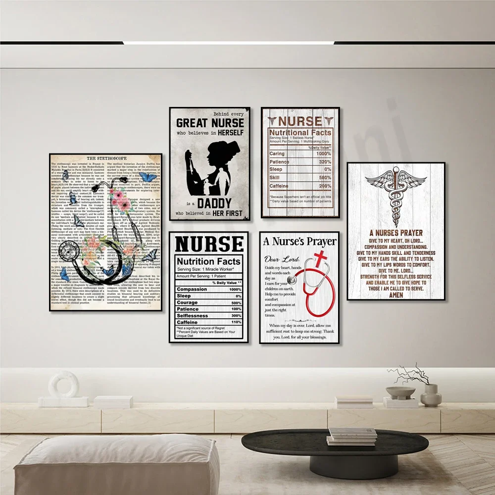ملصق ممرضة، حقائق تغذية الممرضة، فن جدار صلاة الممرضة، سماعة الطبيب - ممرضة فخورة، اقتباسات تحفيزية، هدايا الممرضات #4