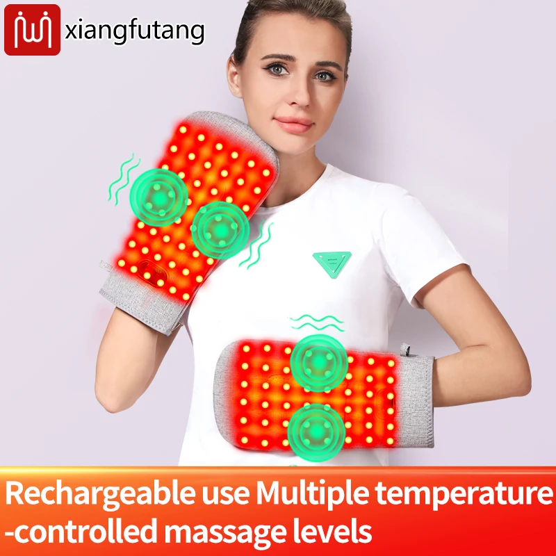 660&850nm Electric Red Light Heating Massage Glove Hand Fingers Wrist Hand Heating Massage and Muscle Relaxation Hand Massager